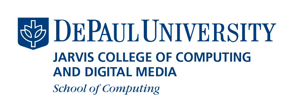 DePaul University's Jarvis College of Computing and Digital Media logo with the university crest